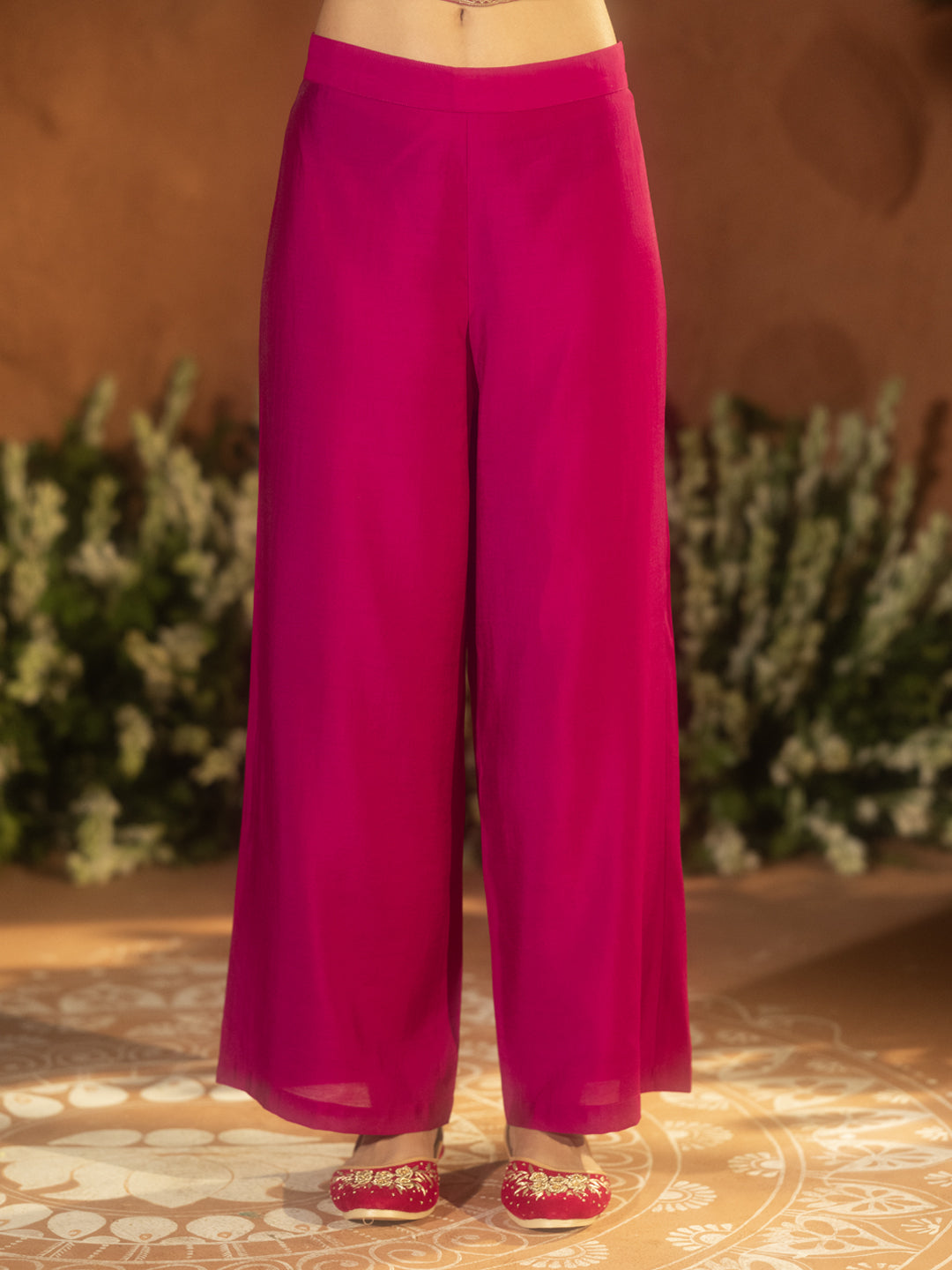 Dhiyona FL Women's Pink Viscose Chanderi Embroidered & Gota Patti Work Ethnic A-Line Kurta Set with Dupatta