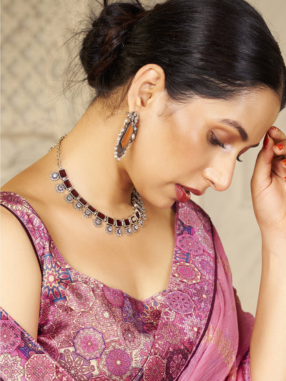Women's Chiffon Pink Embellished Designer Saree With Blouse Piece