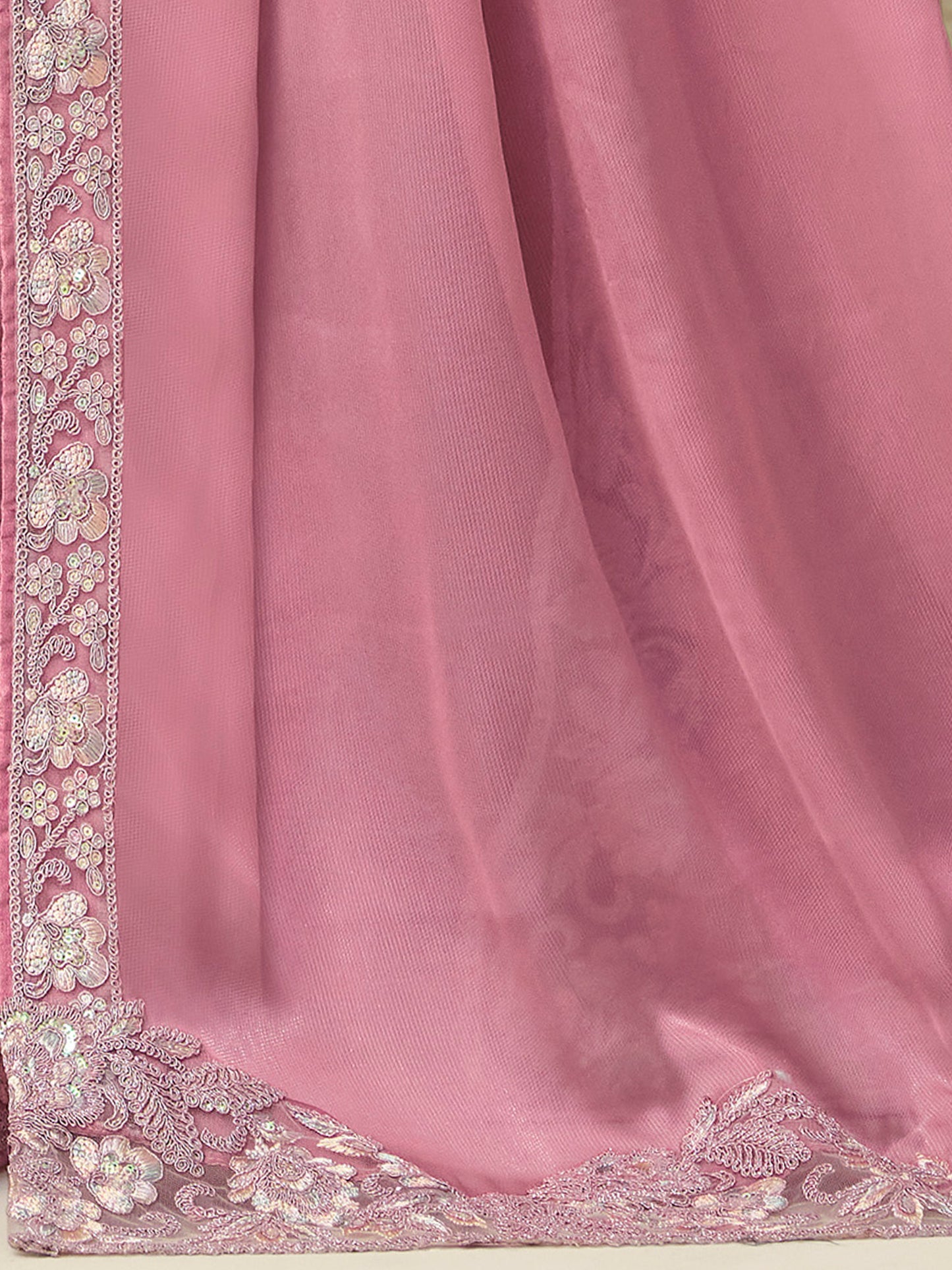 Women's Georgette Mauve Embellished Designer Saree With Blouse Piece