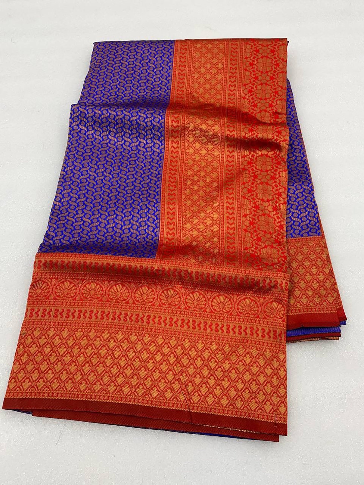 Women's Silk Blend Blue Woven Design Designer Saree With Blouse Piece