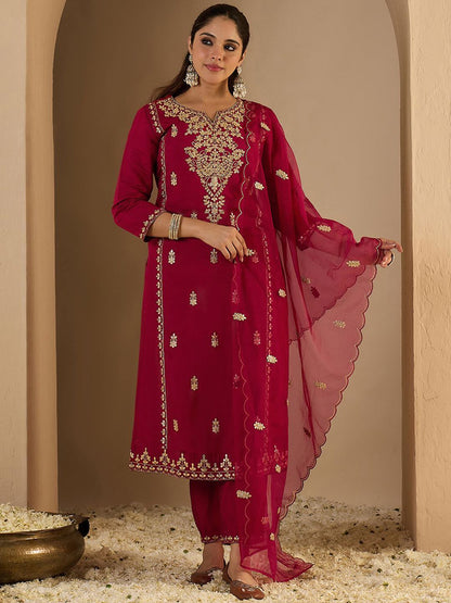 Dhiyona IE Women's Women Ethnic Motifs Printed Kurta with Trousers & Dupatta