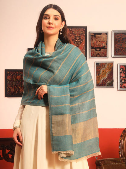 Dhiyona PA Striped Printed Woolen Reversible Shawl