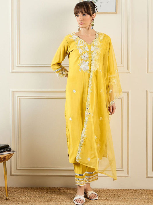 Dhiyona IE Women Yellow Kurta Sets