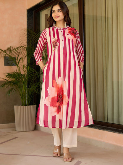 Women Printed Regular Pure Cotton Kurta with Trousers