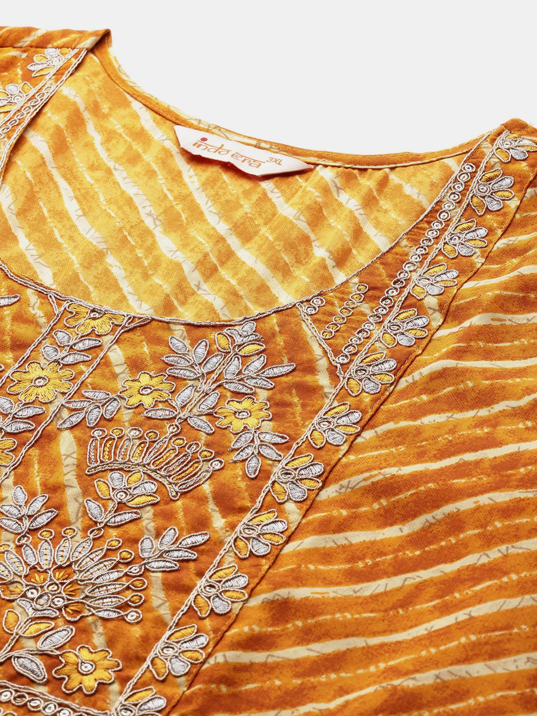 Plus Size Leheriya Print Kurta with Palazzos & Dupatta