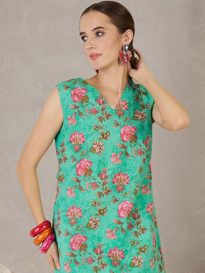 Women Floral Printed Regular Pure Cotton Kurta with Trousers