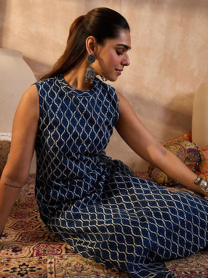 Women Geometric Printed Regular Pure Cotton Kurta with Trousers