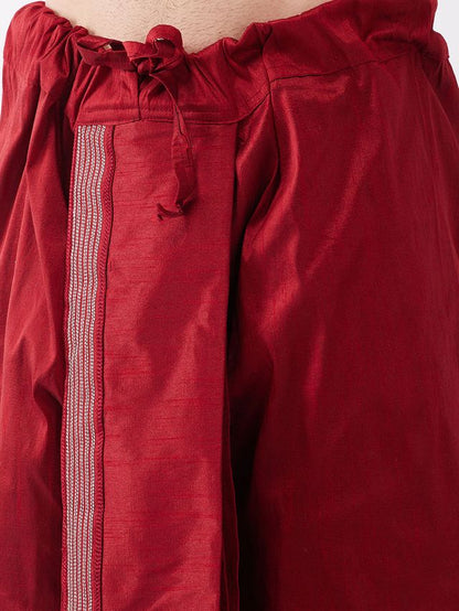 Men's Gold Silk Blend Straight Kurta and Dhoti Set