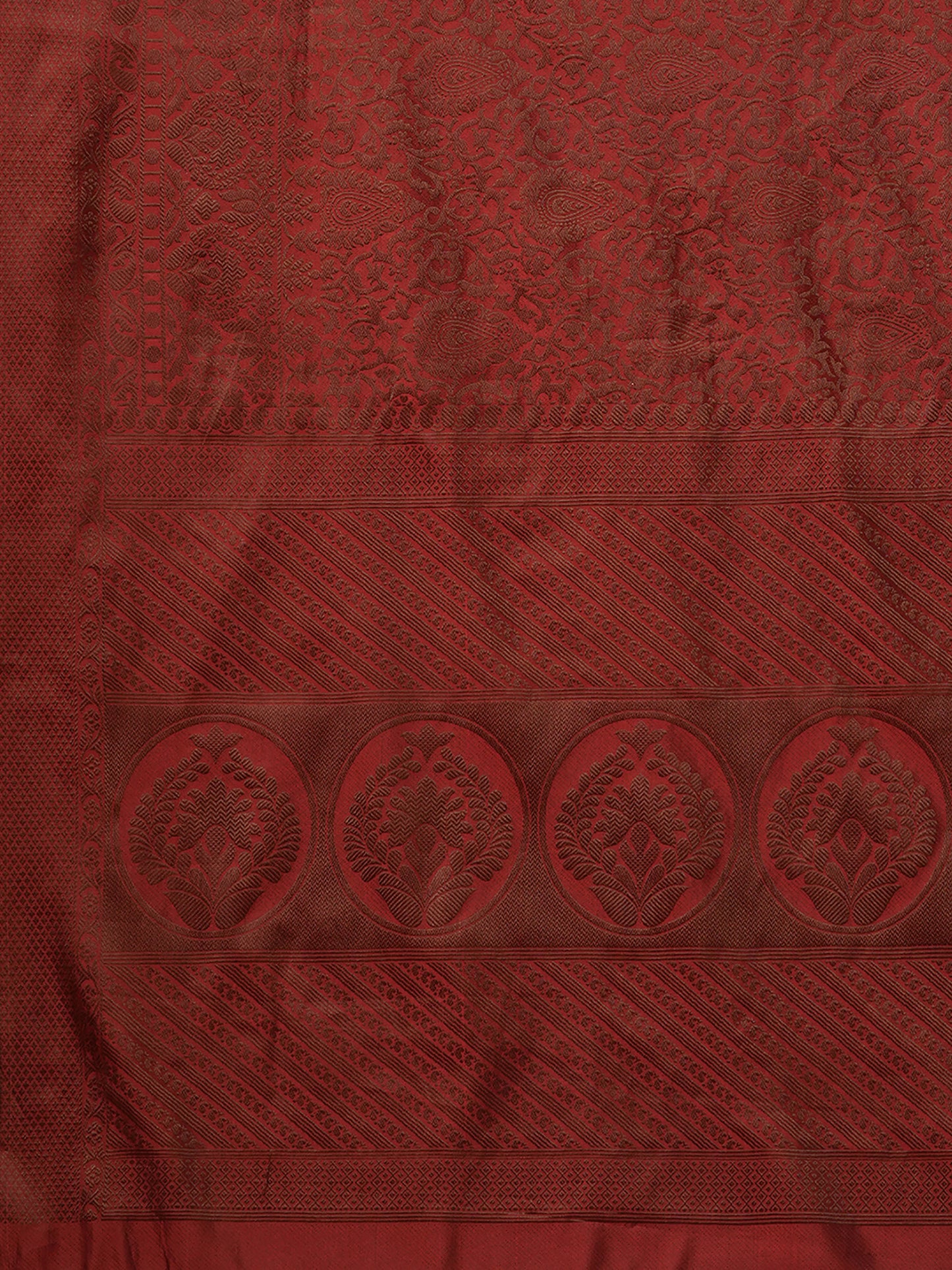 Women's Silk Blend Maroon Woven Design Designer Saree With Blouse Piece
