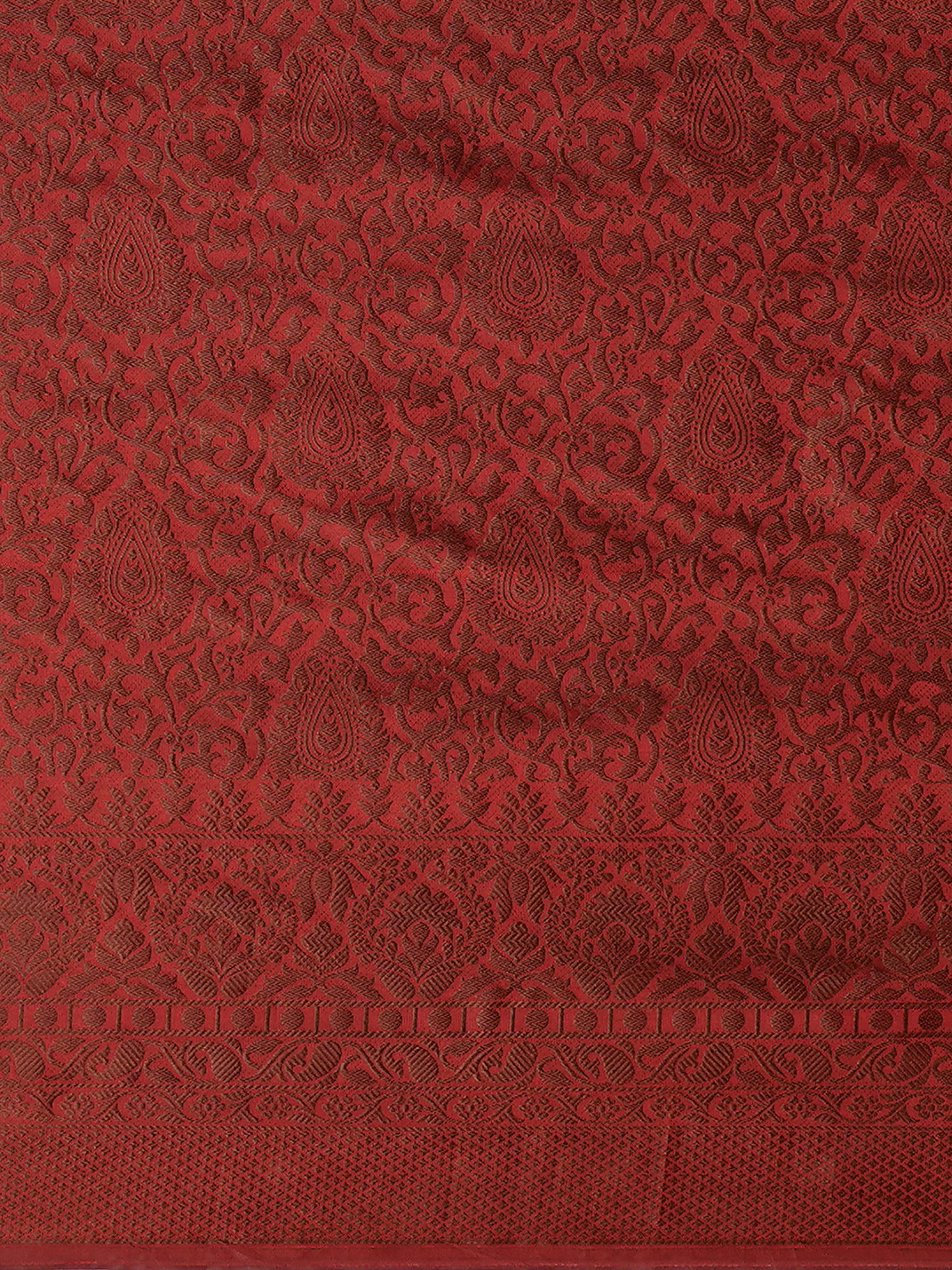 Women's Silk Blend Maroon Woven Design Designer Saree With Blouse Piece