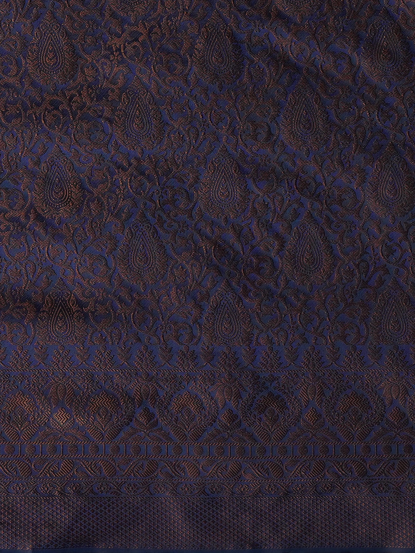 Women's Silk Blend Navy Blue Woven Design Designer Saree With Blouse Piece