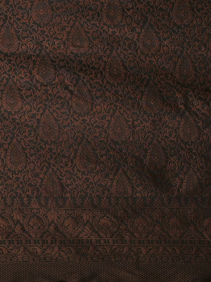 Women's Silk Blend Black Woven Design Designer Saree With Blouse Piece