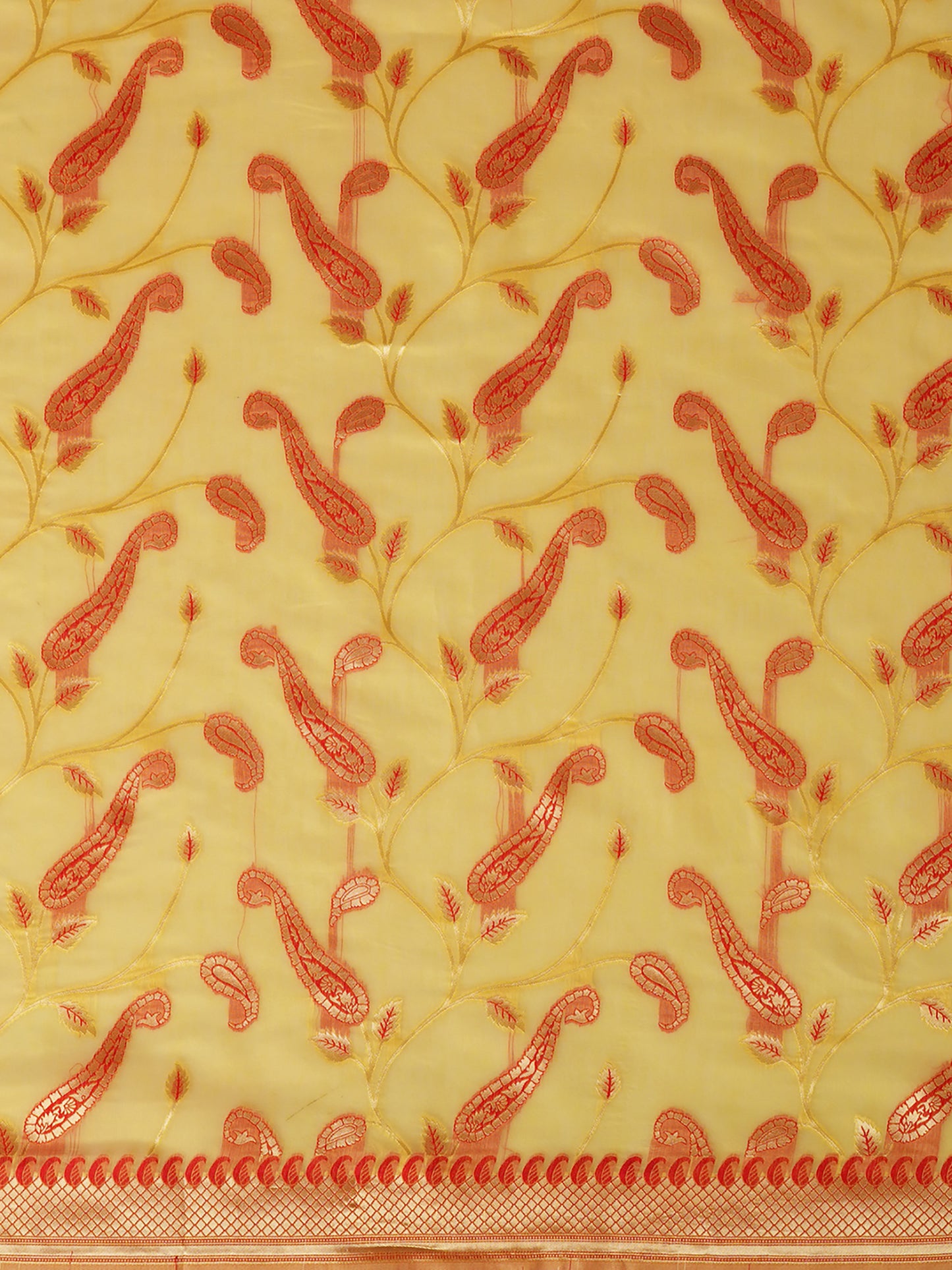 Women's Cotton Blend Yellow Woven Design Designer Saree With Blouse Piece
