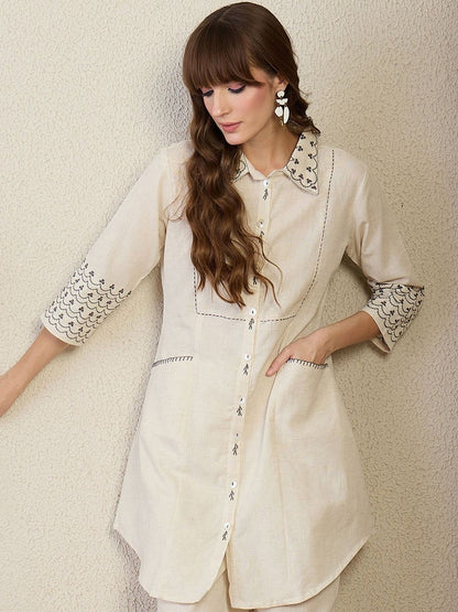Women Ethnic Motifs Embroidered Regular Thread Work Kurta with Trousers