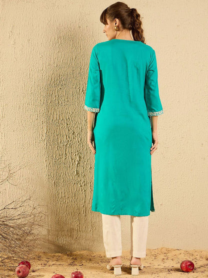 Dhiyona IE Women Yoke Design Flared Sleeves Mirror Work Anarkali Kurta
