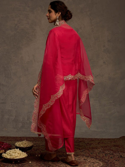 Women Ethnic Motifs Embroidered Regular Thread Work Liva Kurta with Trousers & With Dupatta