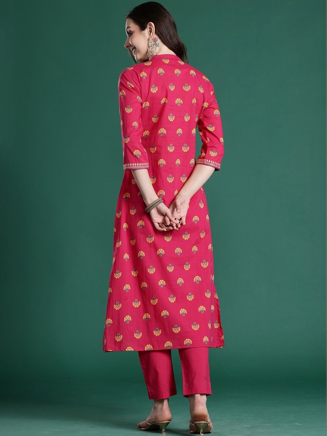 Women Ethnic Motifs Embroidered Regular Thread Work Pure Cotton Kurta with Trousers