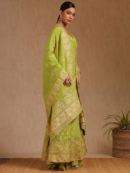 Dhiyona SO Women's Women Ethnic Motifs Regular Mirror Work Kurta with Palazzos & Dupatta