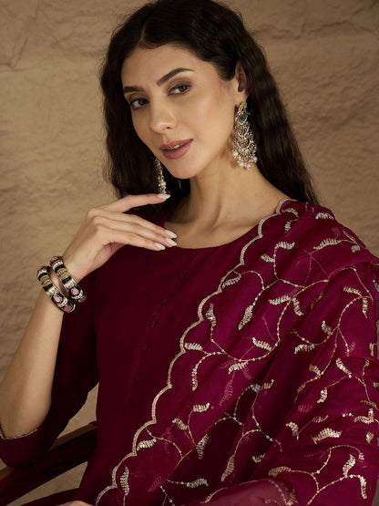 Dhiyona VA Women's Anarkali Kurta with Trousers & Dupatta