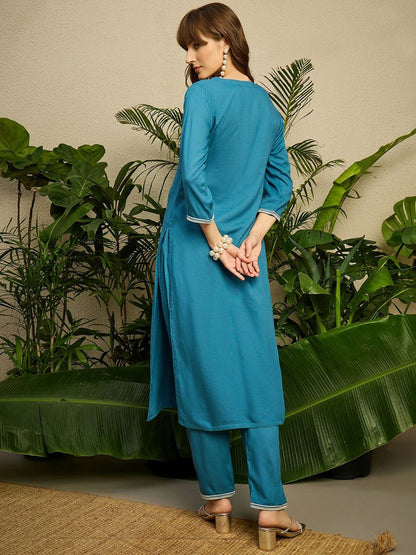 Dhiyona IE Floral Embroidered Top With Trousers Co-Ords