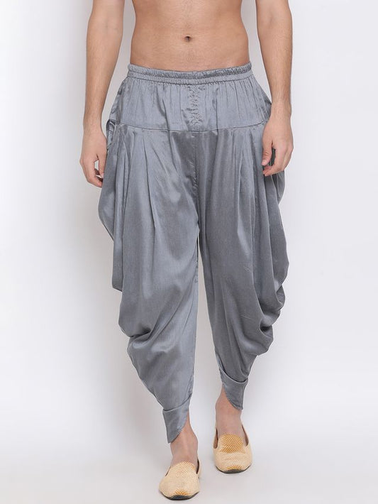 Men's Grey Silk Blend Straight Dhoti