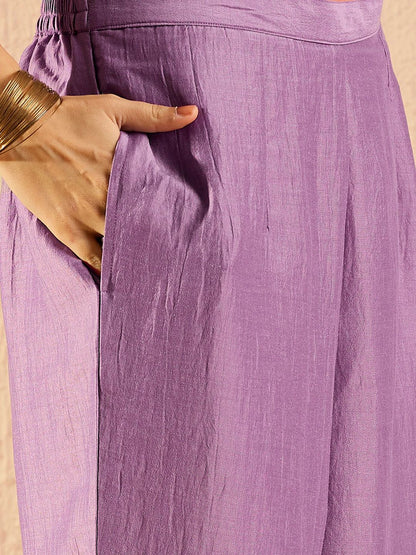 Floral Embroidered Straight Kurta With Trousers & Dupatta