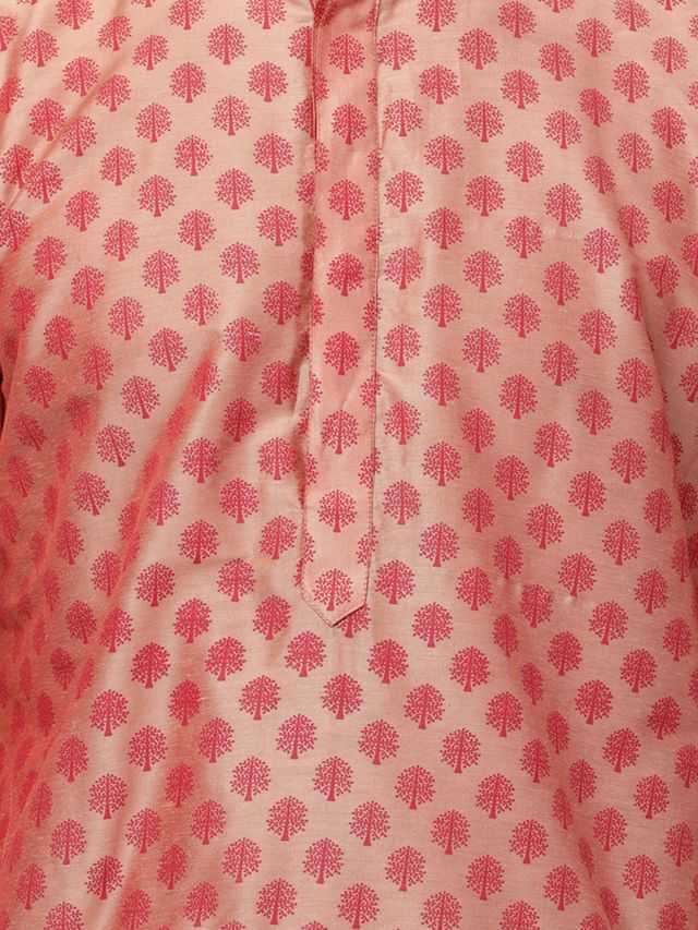 Men's Pink Cotton Blend Straight Kurta Pyjama Set