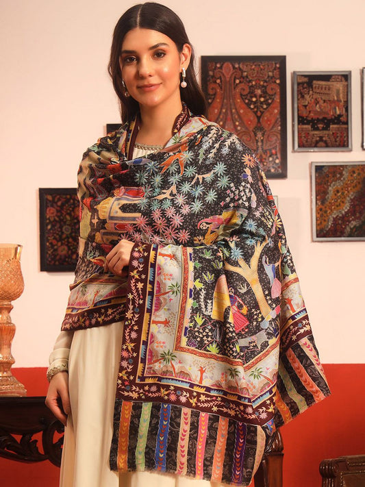Dhiyona PA Tribal Embroidered Kalamkari Shawl