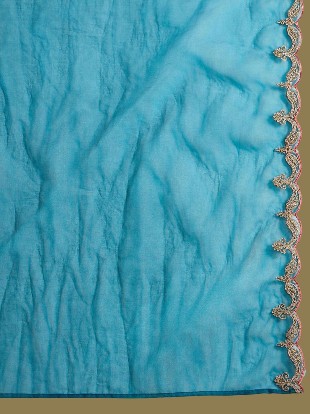 Ethnic Motifs Embroidered Regular Velvet Straight Kurta with Trousers & Dupatta