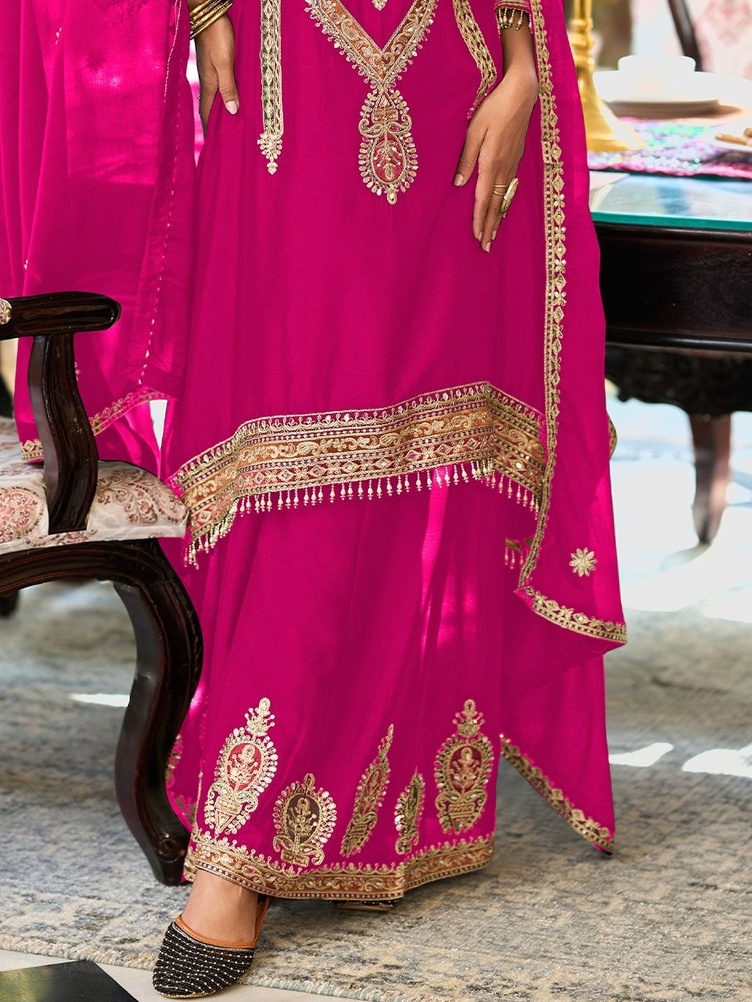 Women Ethnic Motifs Embroidered A-Line Kurta with Palazzos & Dupatta