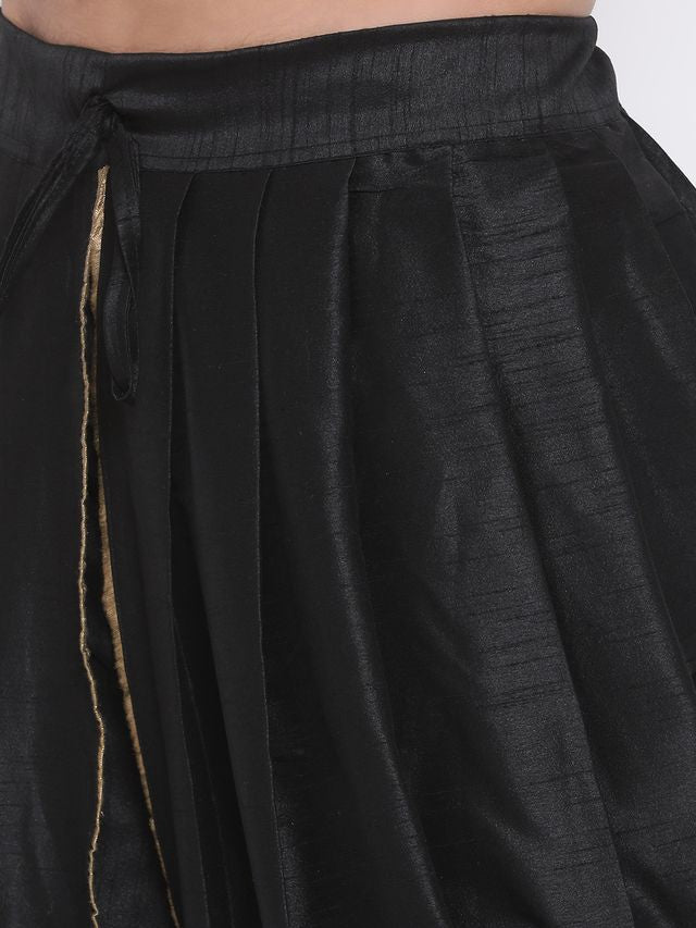 Men's Black Silk Blend Regular Dhoti