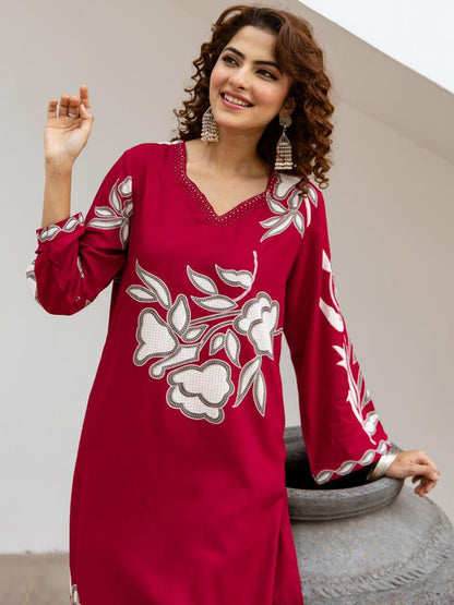 Dhiyona SN Women's Floral Embroidered Anarkali Kurta with Palazzo