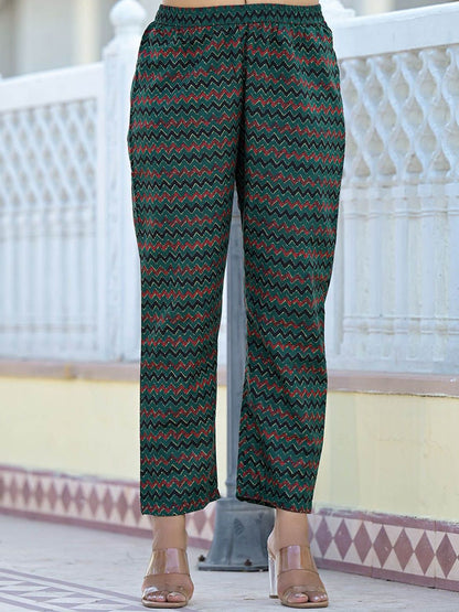 Dhiyona VA Women's Ethnic Motifs Printed Gotta Patti Cotton Kurta with Trousers & Dupatta