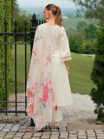 Women Floral Embroidered Regular Thread Work Kurta with Trousers & With Dupatta