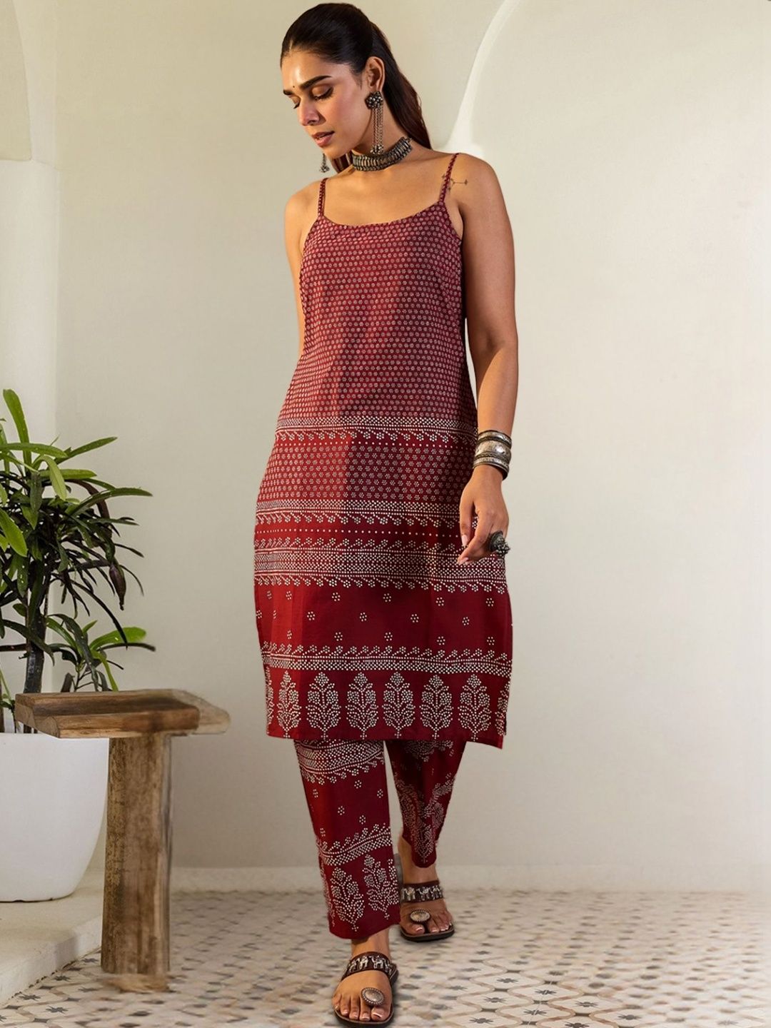Women Ethnic Motifs Printed Regular Pure Cotton Kurta with Trousers