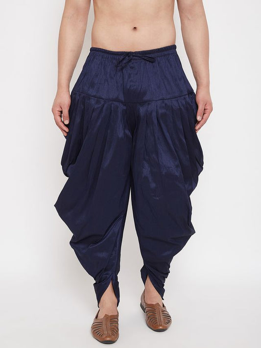 Men's Navy Blue Silk Blend Regular Dhoti
