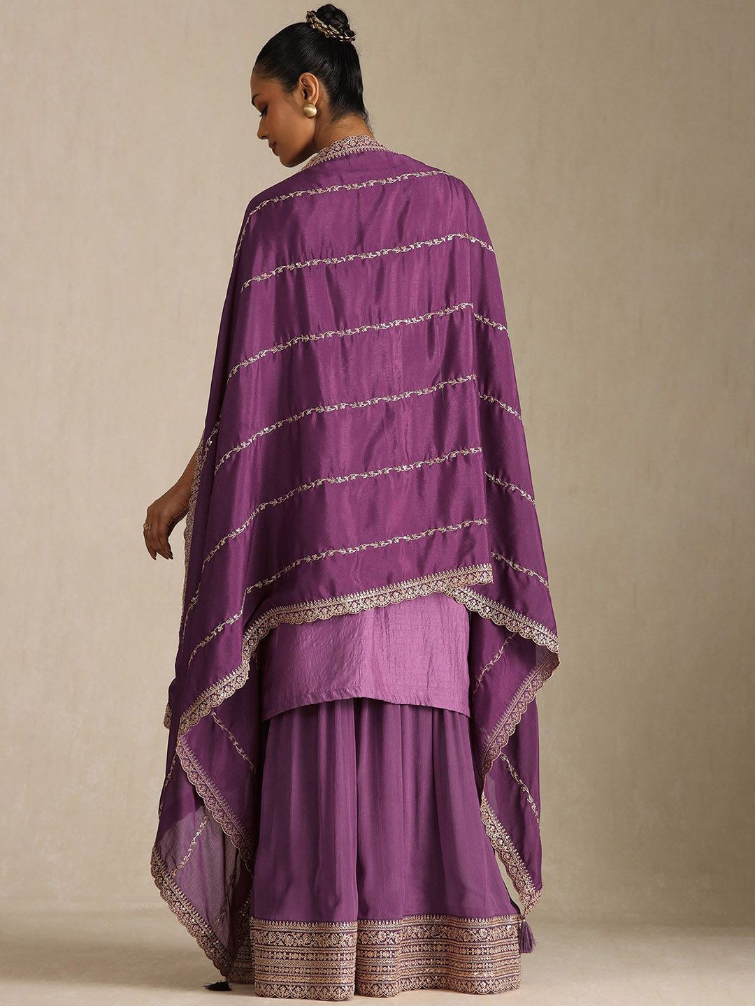 Dhiyona SO Women's Women Floral Regular Zardozi Kurta with Palazzos & Dupatta