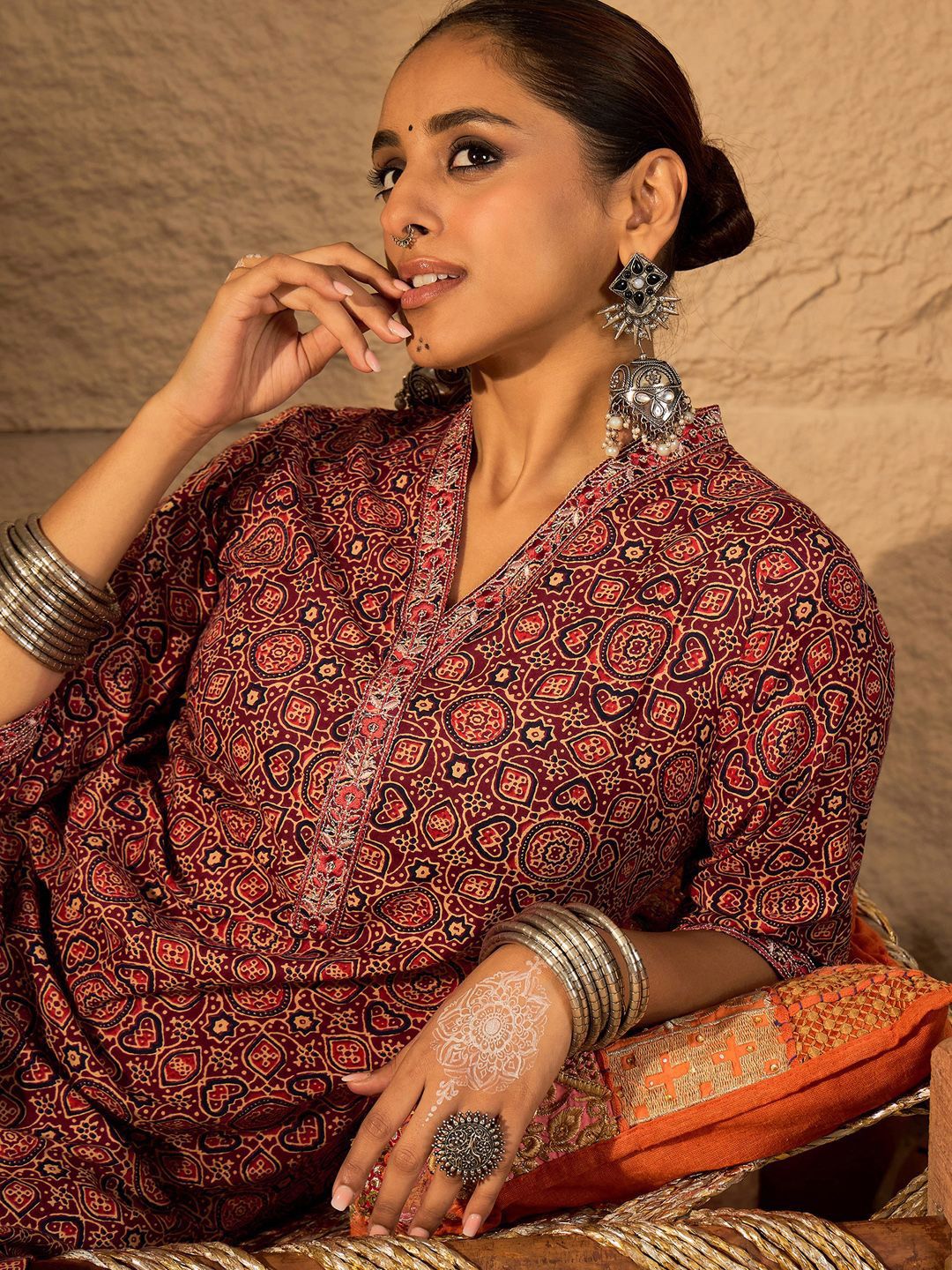 Women Ethnic Motifs Printed Pure Cotton Kurta with Trouser