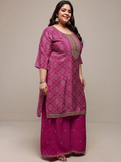 Dhiyona Women's Plus Size Ethnic Motifs Printed Kurta with Palazzos & With Dupatta