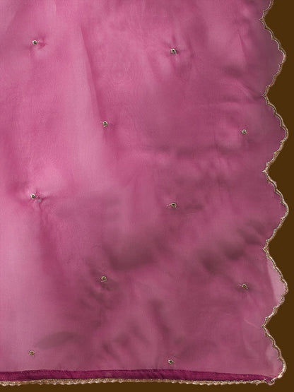 Ethnic Motifs Embroidered Sequinned Liva Straight Kurta With Trousers & Dupatta