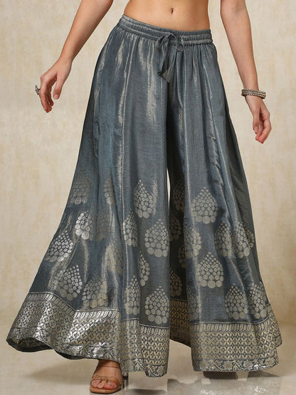 Dhiyona SO Women's Ethnic Motifs Embroidered Zardosi Kurti with Palazzos & Dupatta