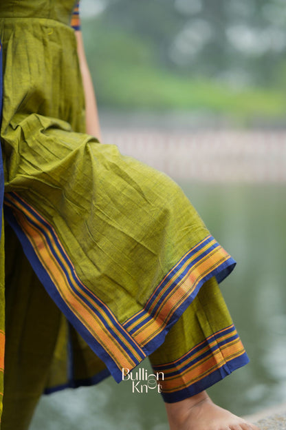 Dhiyona BN Syahi Handloom Olive Green Collar-Neckline Suit Set