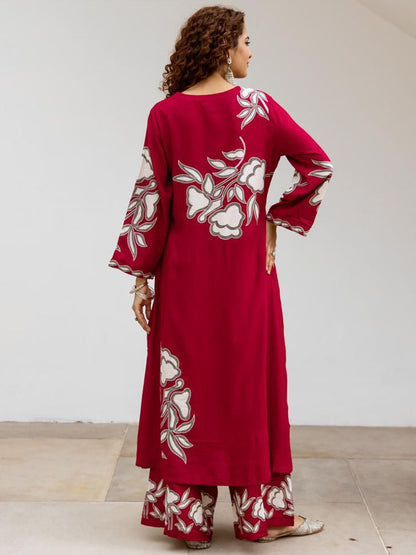 Dhiyona SN Women's Floral Embroidered Anarkali Kurta with Palazzo