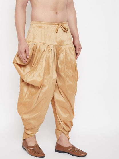 Men's Rose Gold Silk Blend Regular Dhoti