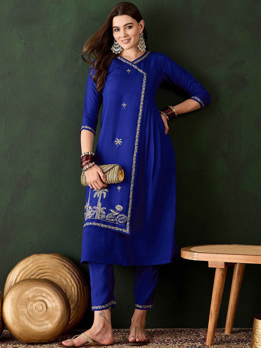 Dhiyona SN Women's Embroidered A-Line Kurta & Trouser Set