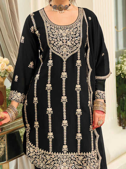 Women Ethnic Motifs Embroidered Kurta with Palazzo & Dupatta