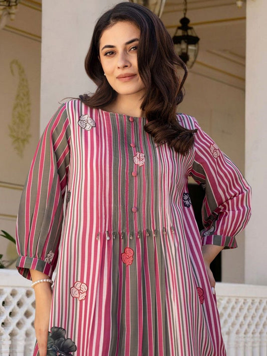 Women Floral Printed Regular Pure Cotton Kurta with Trousers