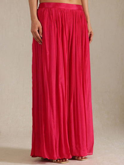 Dhiyona SO Women's Alina Cut Polka Dots Woven Design Sequinned Tissue A-Line Kurta With Palazzos & Dupatta