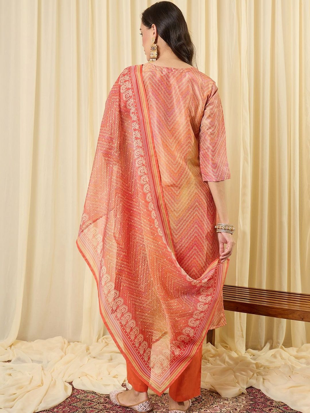 Women Ethnic Motifs Regular Thread Work Kurta with Trousers & With Dupatta