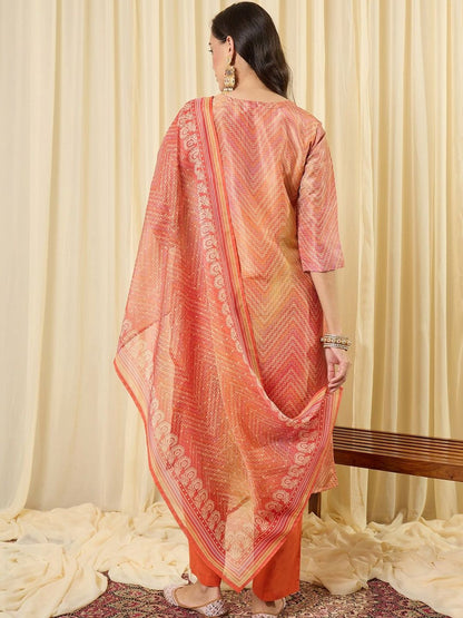 Women Ethnic Motifs Regular Thread Work Kurta with Trousers & With Dupatta